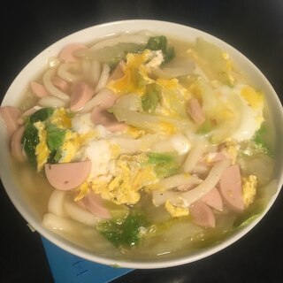 白菜、にんにく、魚肉、トムヤンクン風卵うどん